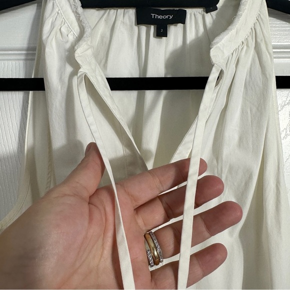 Theory "Nallane" white light poplin shift dress, size 2, sleeveless, summer - Picture 5 of 11